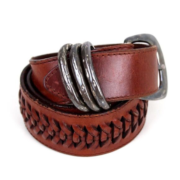 Eddie Bauer BROWN GENUINE LEATHER 1 5/8"Wd DRESS CASUAL WOMEN'S BELT Sz L (R67 - Picture 4 of 12